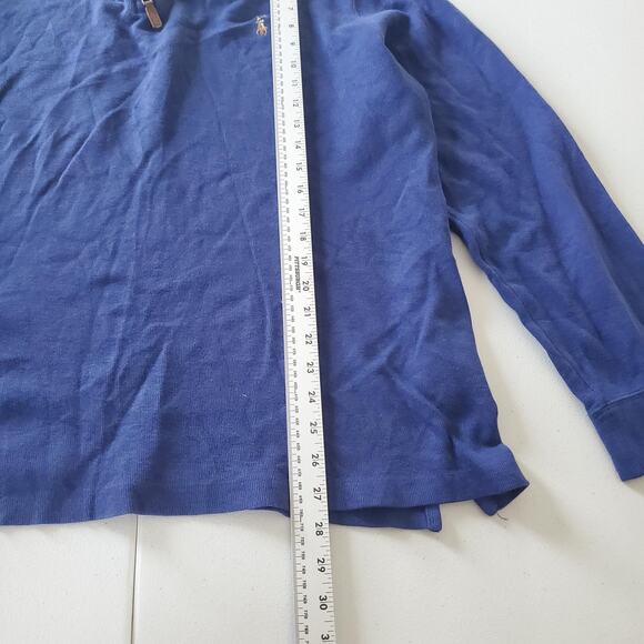 Polo Ralph Lauren Pullover Mens XL Blue Estate Rib Cotton Quarter Zip Sweater - Picture 5 of 8